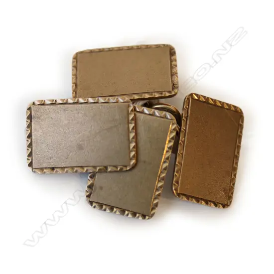 PR 9ct GOLD CUFFLINKS Art Deco fine zig-zag edge 7.58gms 