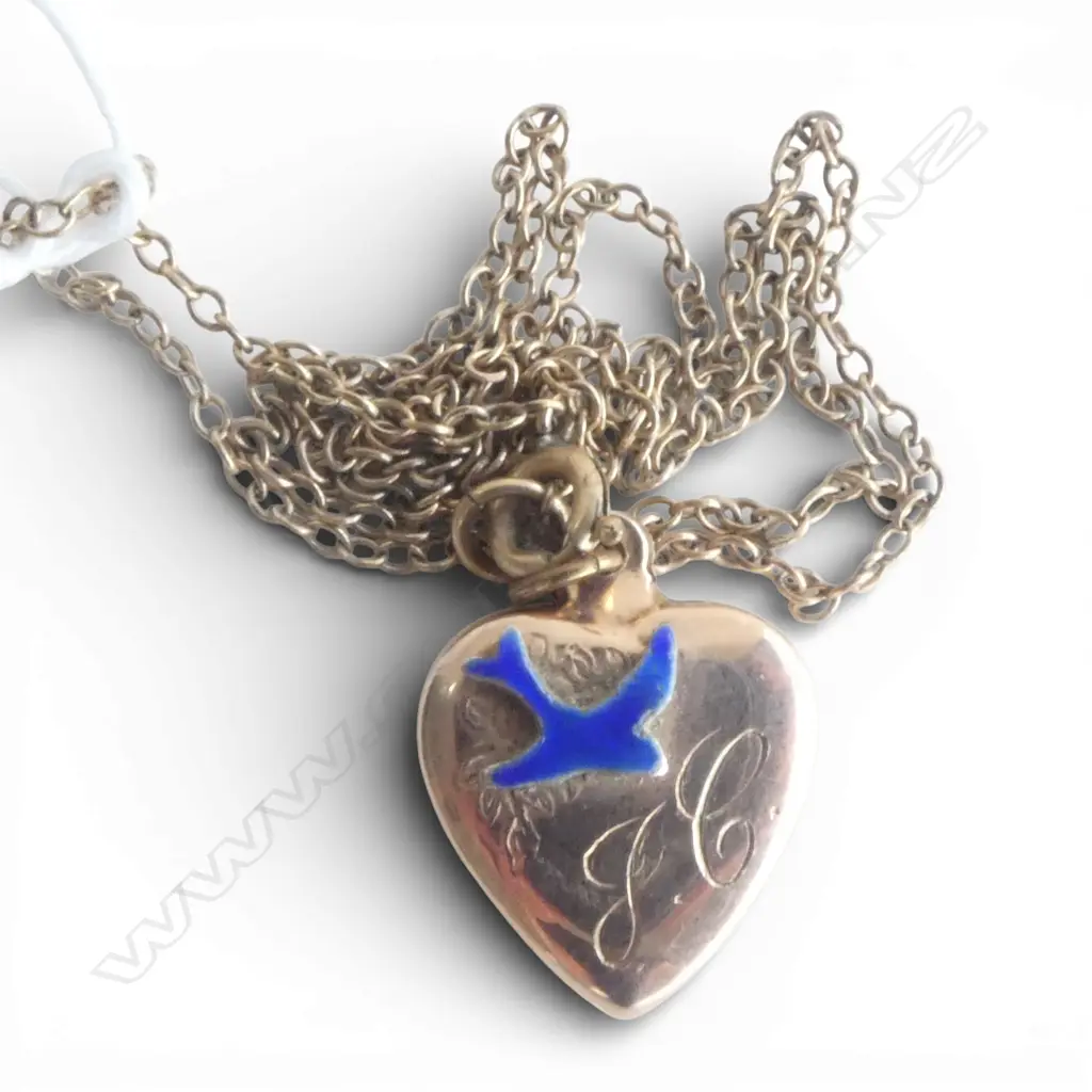 9CT 'FNS' gold plated HEART LOCKET ON GP CHAIN 3 Image 1++