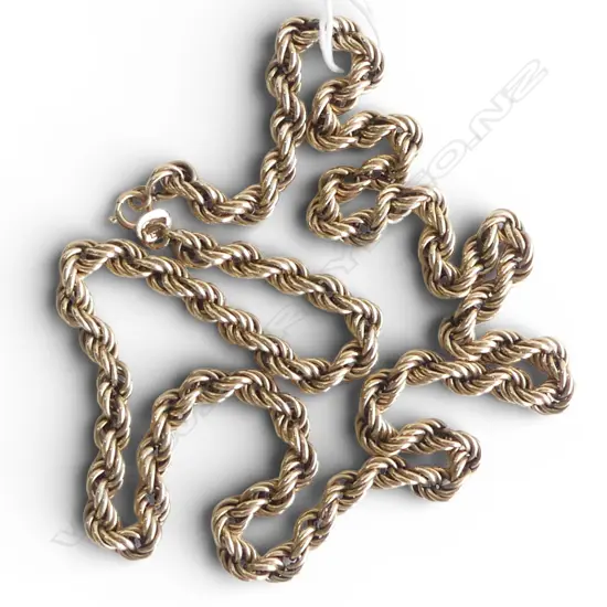 9ct YELLOW GOLD HOLLOW ROPE TWIST TYPE NECK CHAIN L.540mm. 15.5gms