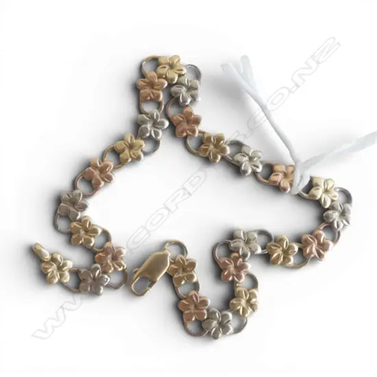 14CT THREE TONE GOLD BRACELET L.200mm 5.1gms + VALUATION COPY