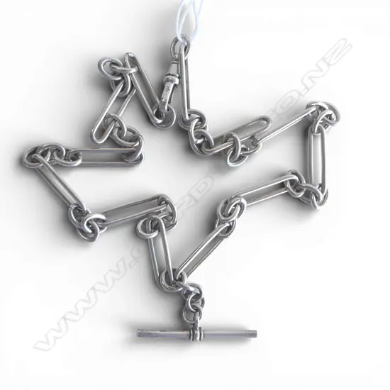 STG SILVER RAIL LINK ALBERT CHAIN with T-bar L.420mm 32.8gms