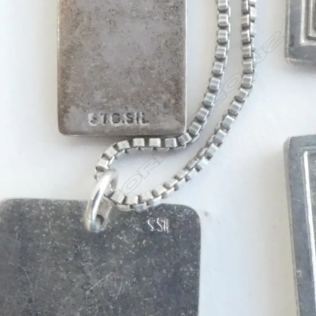 STG SILVER JEWELLERY; BANGLE & 4 PENDANTS (2 ON CHAINS) 52gms Image 1++