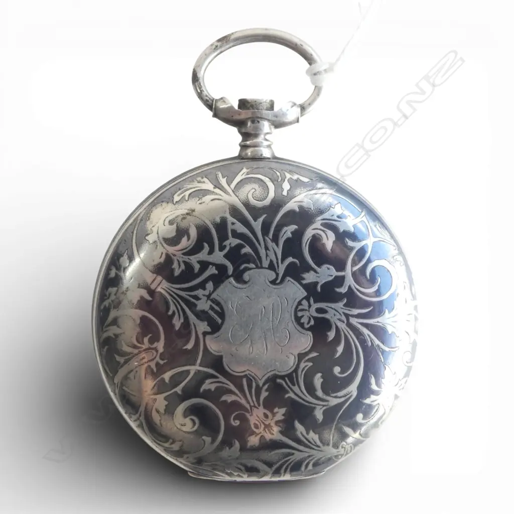 ANTIQUE SILVER NEILLO GENTS HUNTER FOB WATCH minor faults no pusher + crack to glass Image 1++