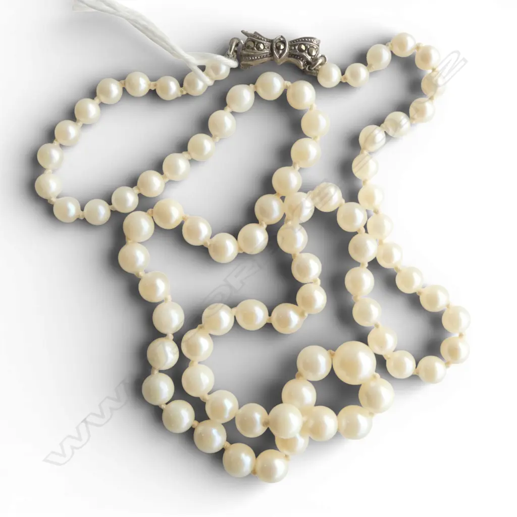 VINTAGE STRAND GRADUATED CULTURED PEARL NECKLACE L.500mm Image 1++