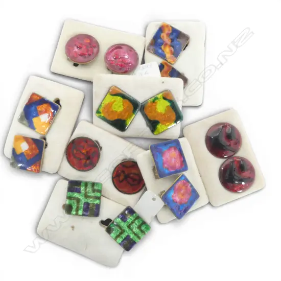 VINTAGE 'BOHO' STYLE ENAMEL CLIP ON EARRINGS