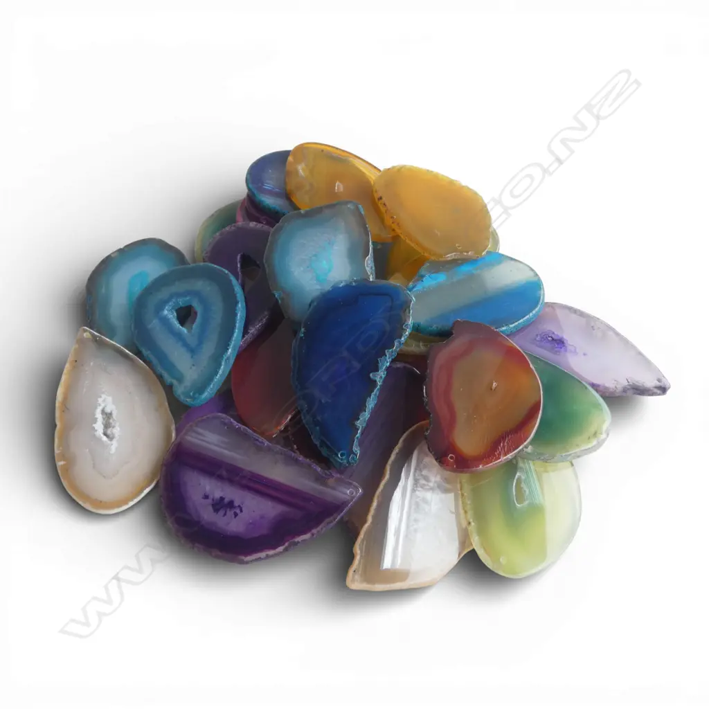 POLISHED LRG AGATE SLICE PENDANTS, new old stock Image 1++
