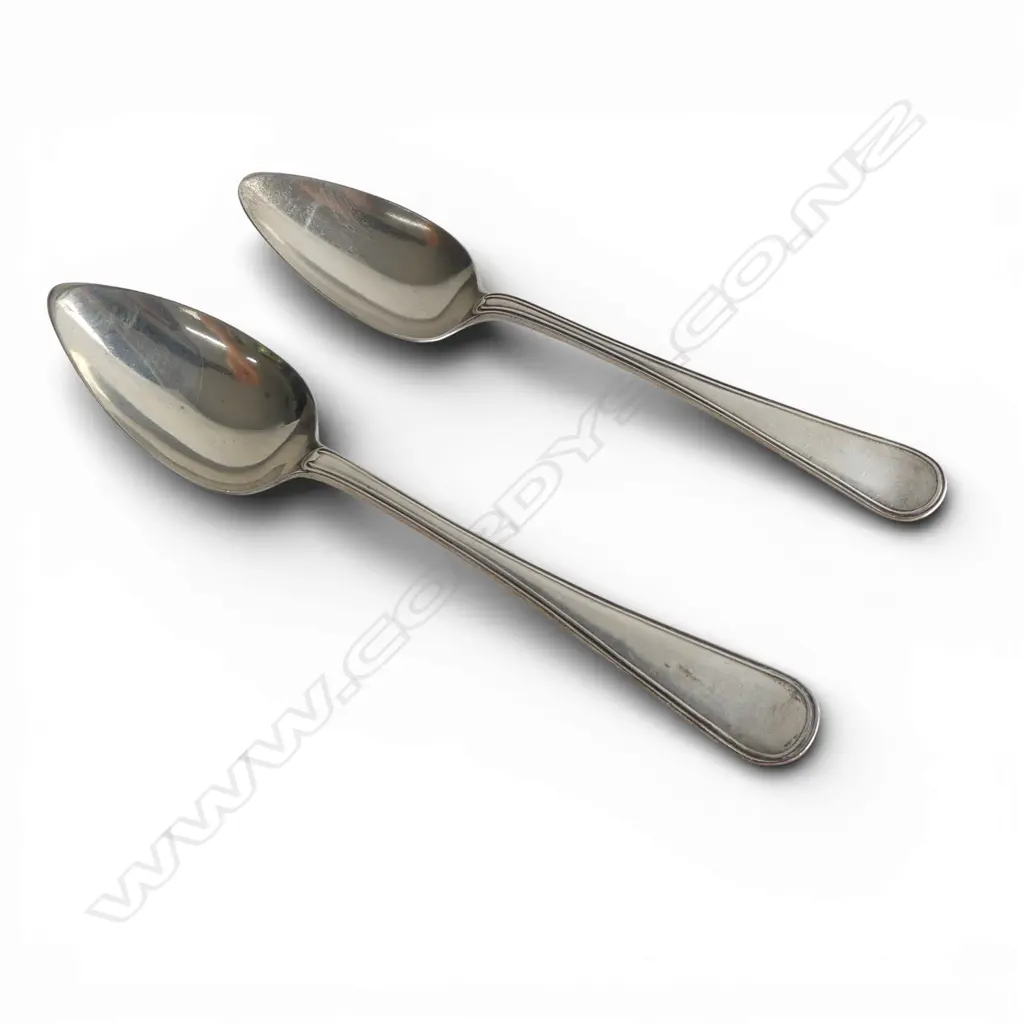 2 DUTCH .833 (MIN) SILVER SPOONS L.210mm 134gms JM VAN KEMPEN & ZOON Image 1++