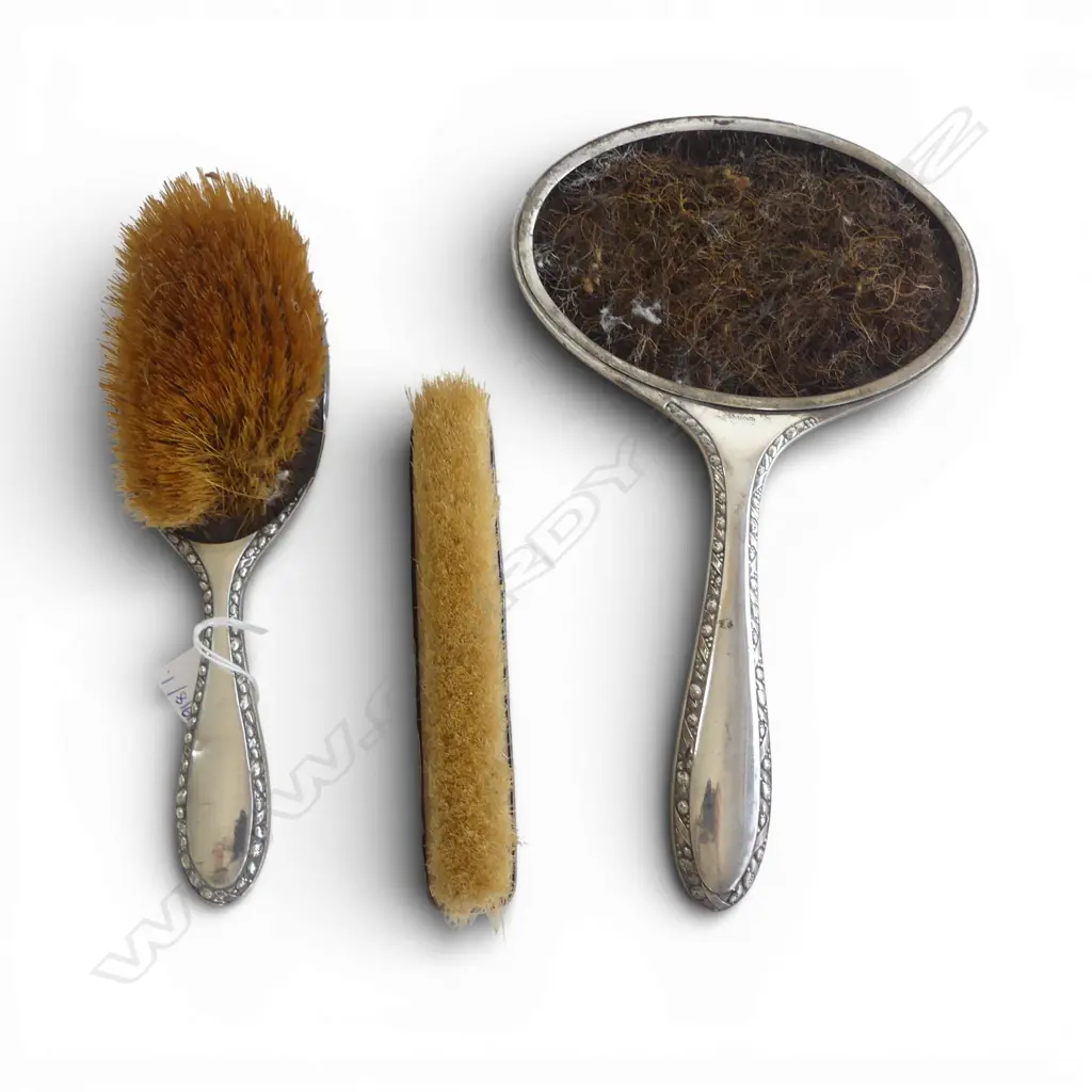 3 PCE 800 SILVER DRESSING SET, FAULTS - MIRROR MISSING Image 1++