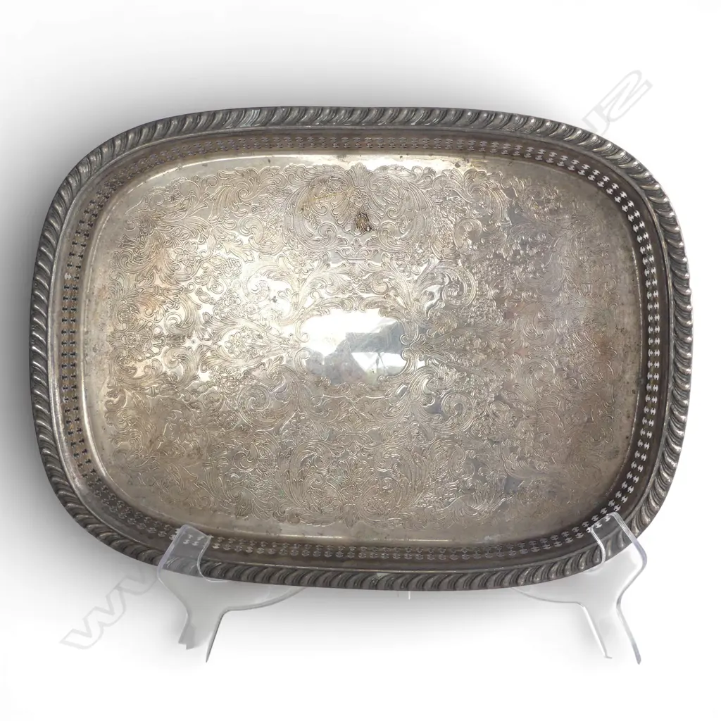SILVER PLATE 4 PCE FANCY TEA SERVICE + TRAY Image 1++