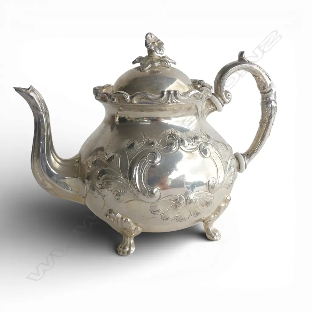 SILVER PLATE 4 PCE FANCY TEA SERVICE + TRAY Image 1++