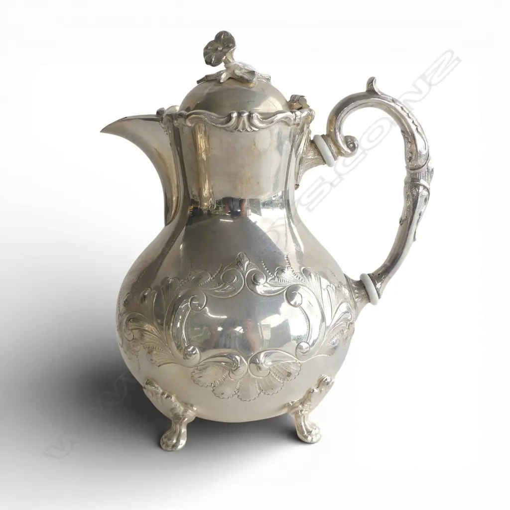 SILVER PLATE 4 PCE FANCY TEA SERVICE + TRAY Image 1++