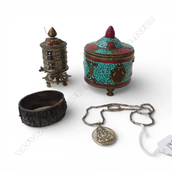 3 TIBETAN PCES + BUDDHA PENDANT NECKLACE 