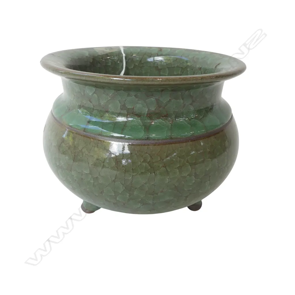 OLD CRACKLE GLAZE INCENSE BURNER hairline crack H.125mm Image 1++