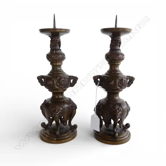 PR ORIENTAL BRONZE CANDLESTICKS H.250mm