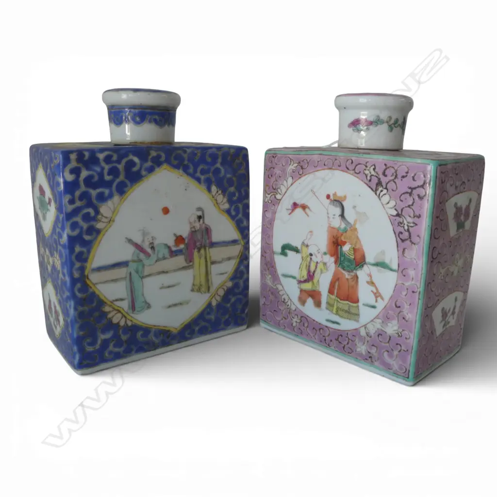 PR ORIENTAL PORCELAIN TEA CADDIES (HOLES DRILLED TO LIDS & BASES) H. 175MM Image 1++