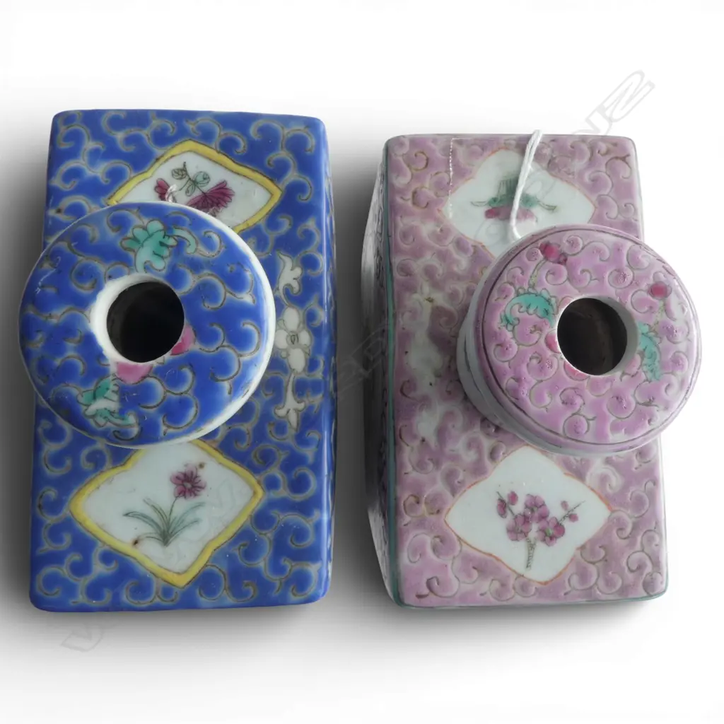 PR ORIENTAL PORCELAIN TEA CADDIES (HOLES DRILLED TO LIDS & BASES) H. 175MM Image 1++