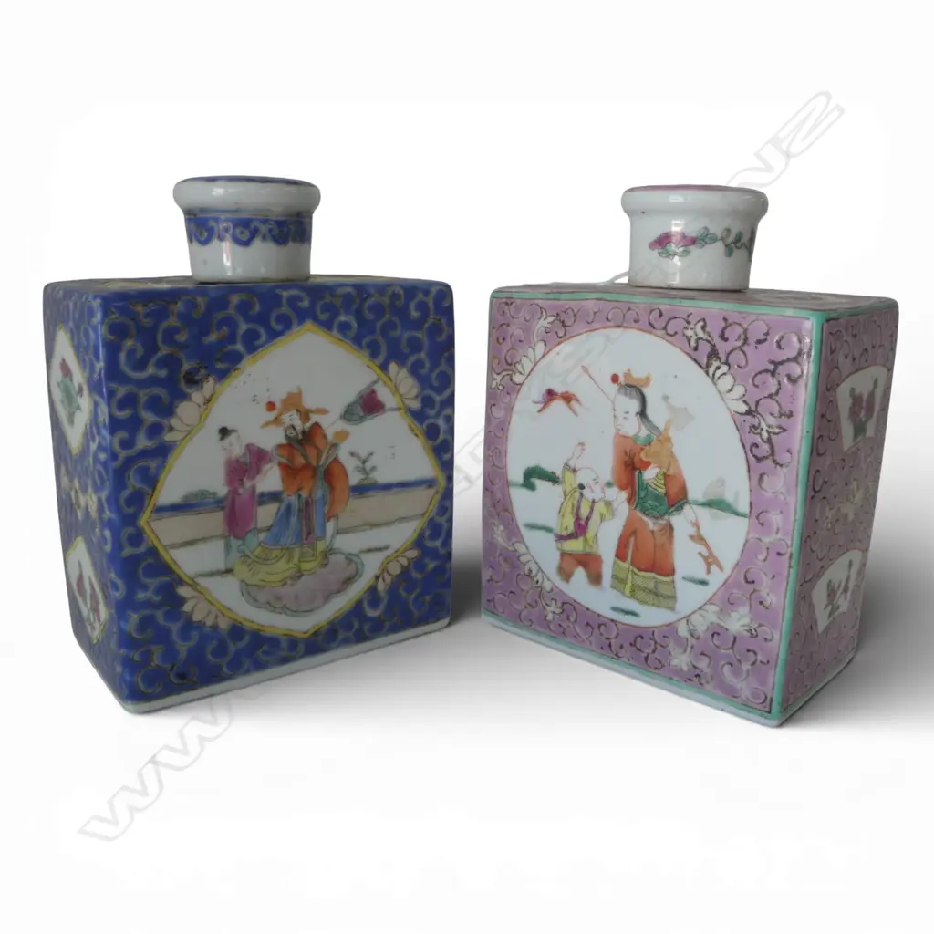 PR ORIENTAL PORCELAIN TEA CADDIES (HOLES DRILLED TO LIDS & BASES) H. 175MM Image 1++