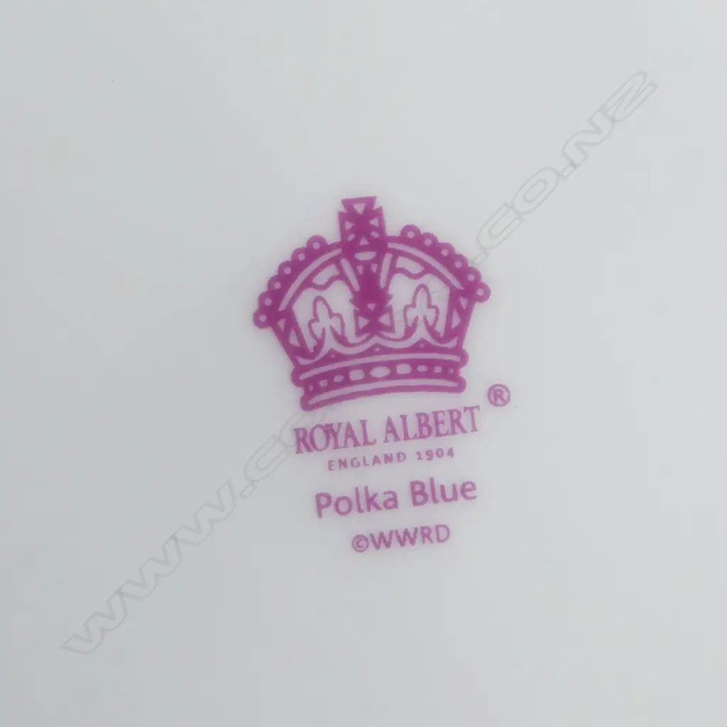 ROYAL ALBERT TEA FOR ONE 'POLKA BLUE' TEAPOT, CUP & SAUCER Image 1++