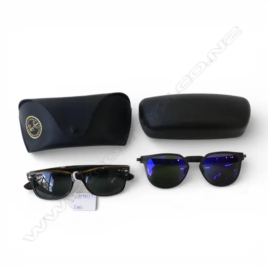 2 PRS SUNGLASSES; OAKLEY, RAY BAN