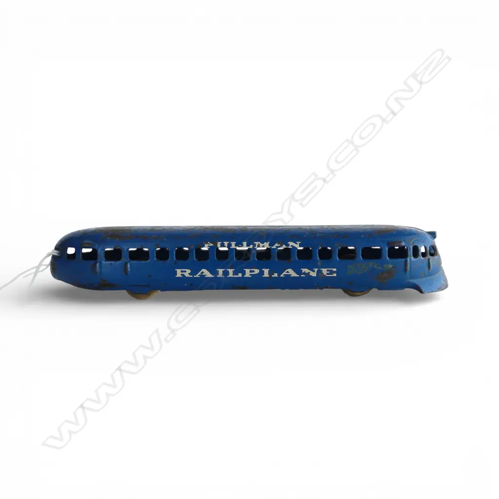 Vintage cast iron blue train car marked PULLMAN RAILPLANE by Arcade circa 1936 L.220mm Image 1++