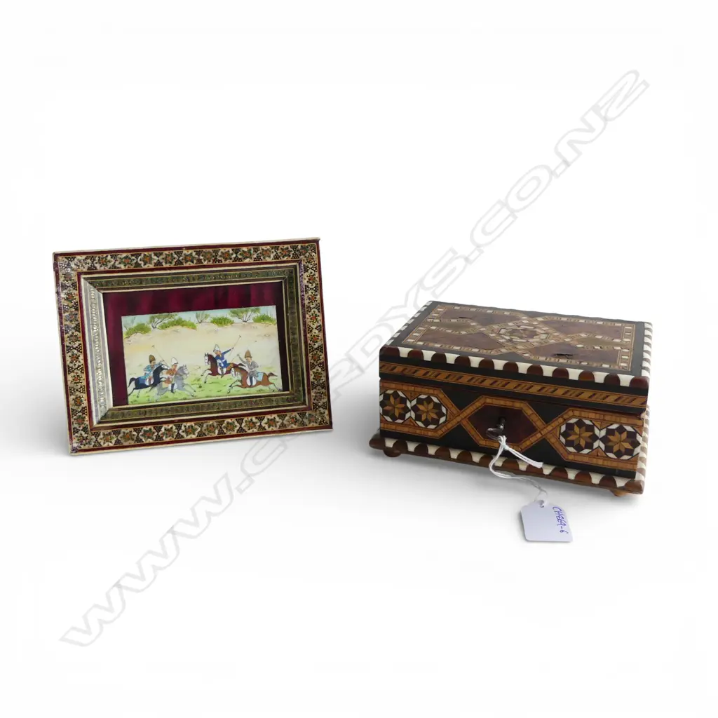 MUGHAL SCHOOL PAINTING IN KHATAM INLAY FRAME + BOX Image 1++
