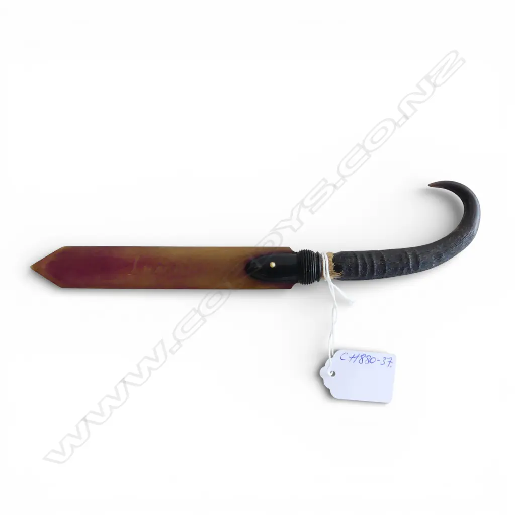 OLD GOAT HORN LETTER OPENER the horn blade inscribed 'Luzern'. L.220mm Image 1++