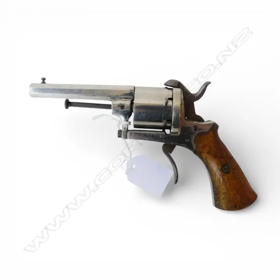 c.19thC BELGIUM PINFIRE REVOLVER PISTOL L.165mm