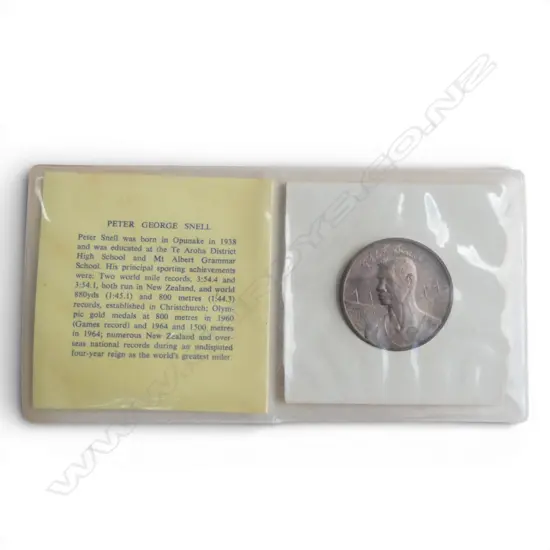 PETER SNELL 'WINSTONE INTERNATIONAL ATHLETIC TRUST' SILVER MEDALLION w description card. Low ed. 250 onlyCOIN 
