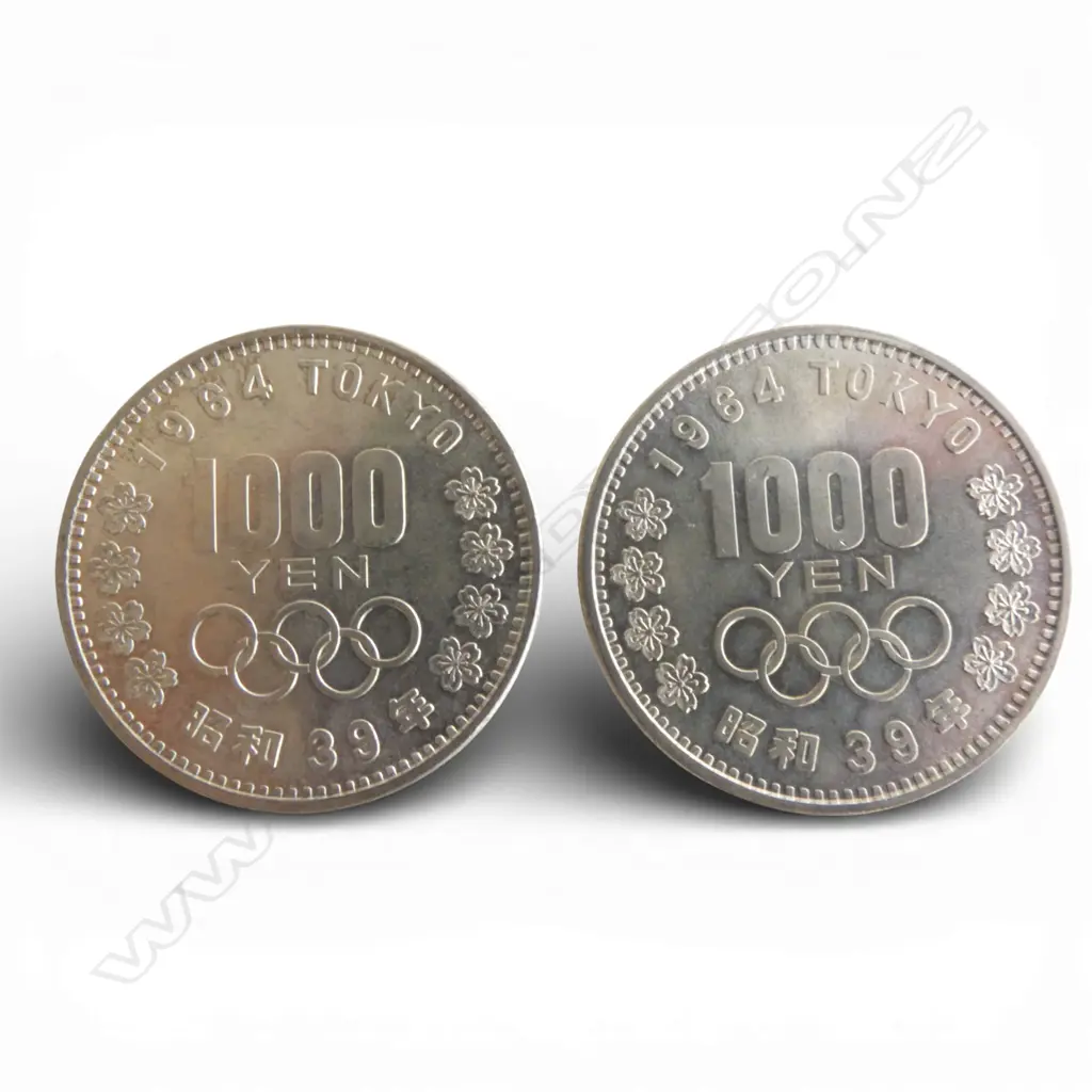 2 x 1000 YEN 1964 CHINESE .925 SILVER COINS 40gms Image 1++