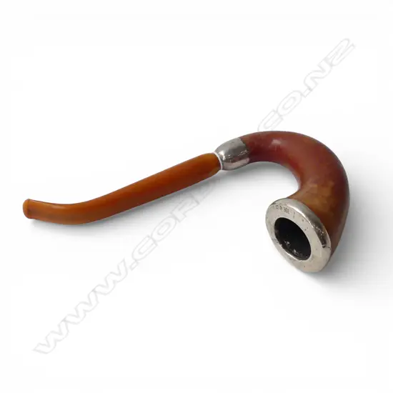 VINTAGE SMOKERS PIPE w. STG SILVER RIM & COLLAR 