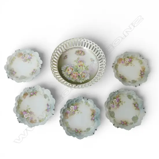SET OF ANTIQUE AUSTRIAN PLATES + BOWL Dia.260mm