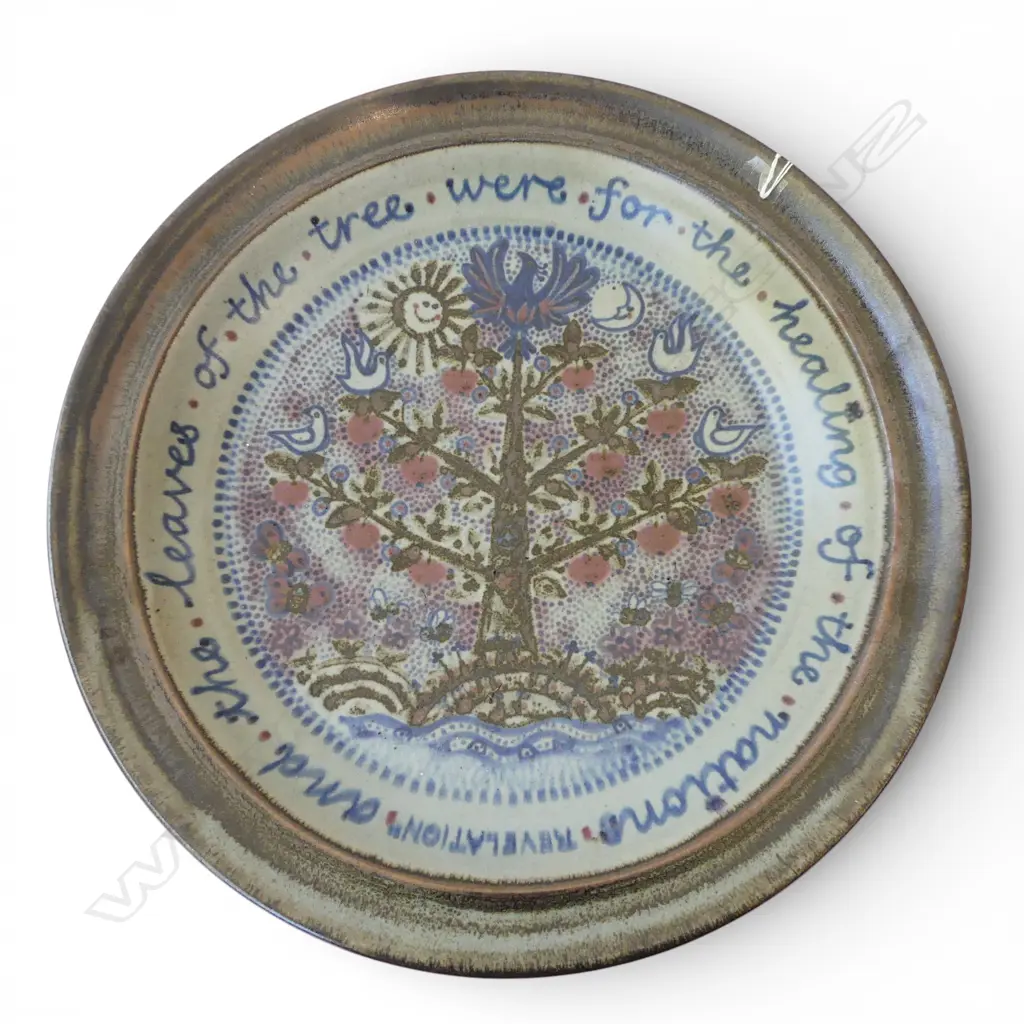 PHOENIX POTTERY WALL DISH HANDPAINTED by JILL TOTTY Dia.440mm Image 1++