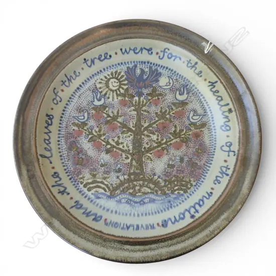 PHOENIX POTTERY WALL DISH HANDPAINTED by JILL TOTTY Dia.440mm