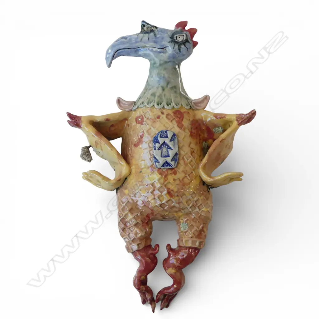 JOHN GREEN POTTERY BIRD SCULPTURE polychrome glaze, brushed signature & date 2006 H.460mm Image 1++