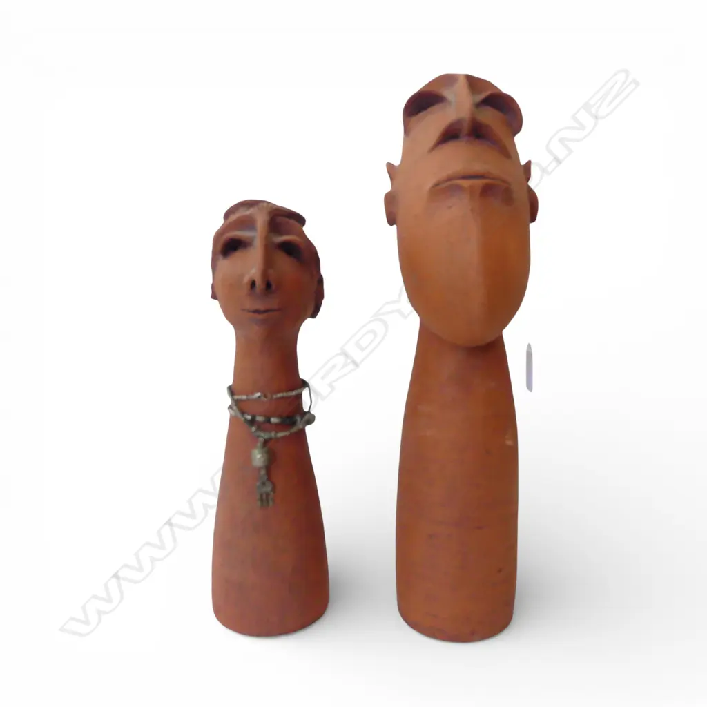 2 N.Z. STUDIO POTTERY BUSTS potters mark to base H.420mm Image 1++