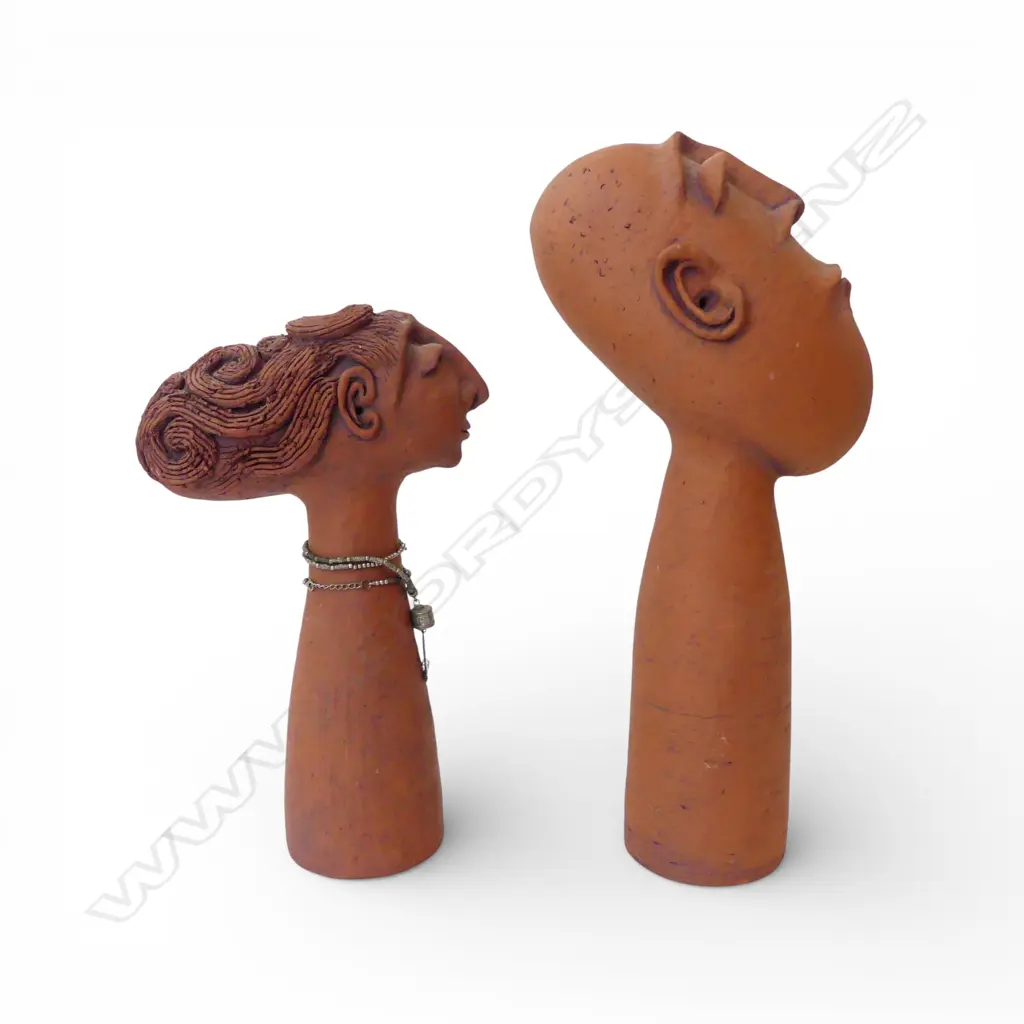 2 N.Z. STUDIO POTTERY BUSTS potters mark to base H.420mm Image 1++