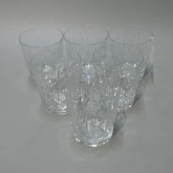 SET OF 6 CRYSTAL WHISKY TUMBLERS DIAMOND CUT, H.88mm, Dia.75mm