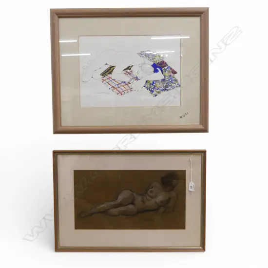 2 NUDES; ILYA RUBIN PENCIL '92 245x460mm, CECILIA RUSSELL WC 280x410mm