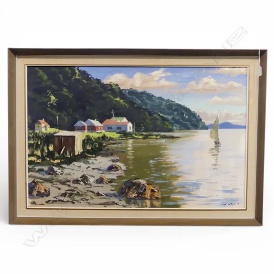 JOHN SPEEDY, UNTITLED COASTAL SCENE, OIL ON BOARD, 550x850mm