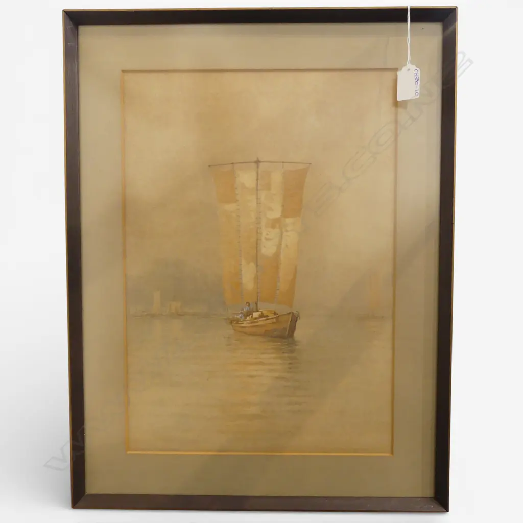 UNTITLED SAILING SCENE, WATERCOLOUR, indistinct label verso 420x300mm Possibly by T H Watanabe Image 1++