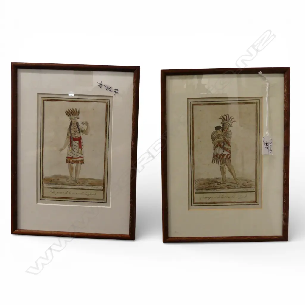 PR ANTIQUE FRENCH ETCHINGS MAORI FIGURES Jacques Grasset de Saint Sauveur 195x130mm Image 1++