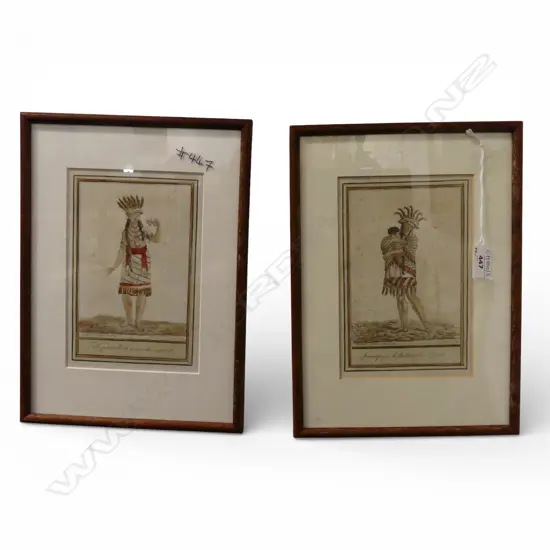 PR ANTIQUE FRENCH ETCHINGS MAORI FIGURES Jacques Grasset de Saint Sauveur 195x130mm