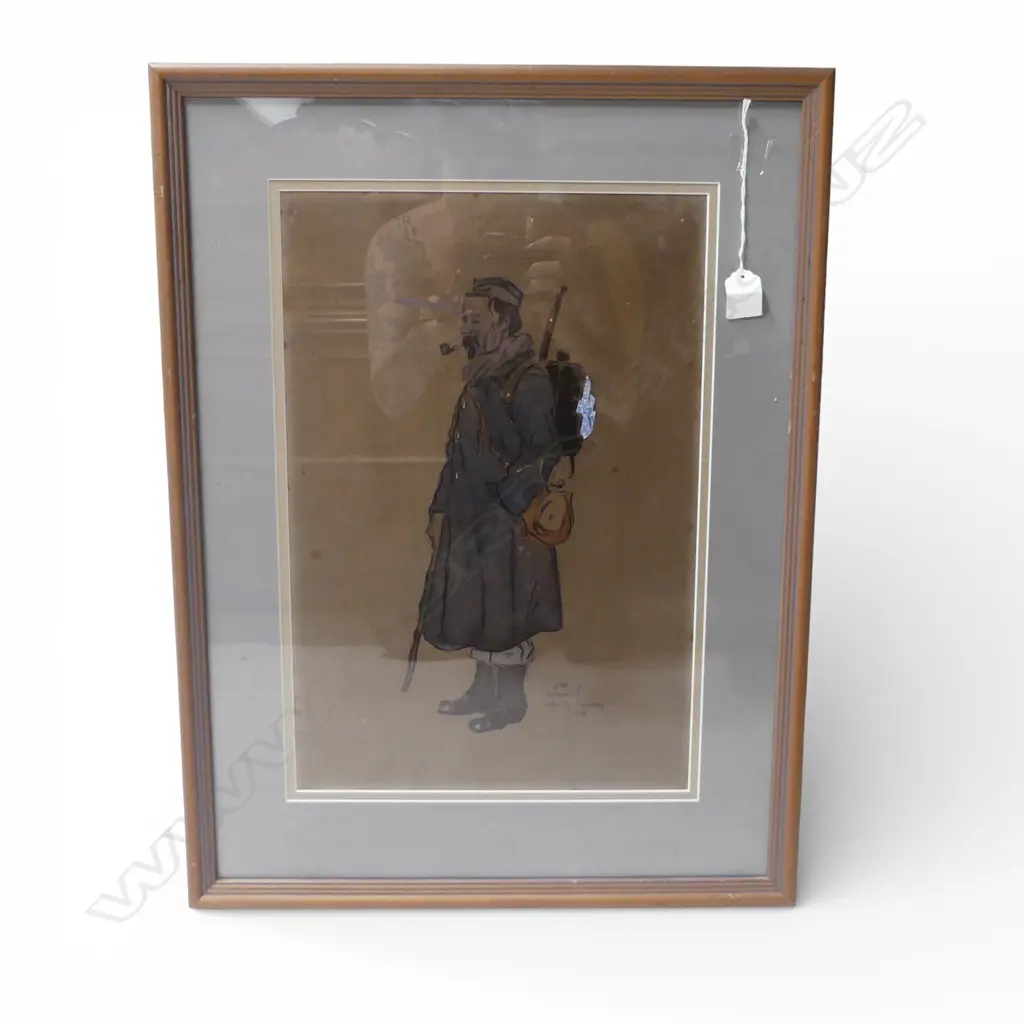 JULES-MARIE CANNEEL (BELGIAN 1881-1953), SKETCH OF A SOLDIER, WC, SIGNED & DATED 1914 430x290mm Image 1++