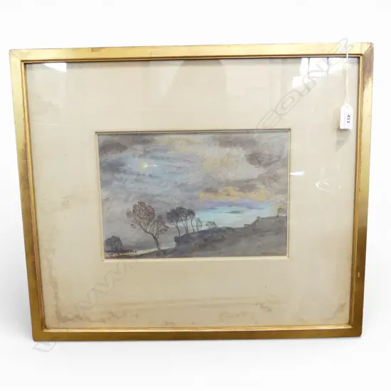 WILLIAM SHACKLETON, TWILIGHT ON THE HILLS, OIL ON CARD, 185x275mm mount foxed