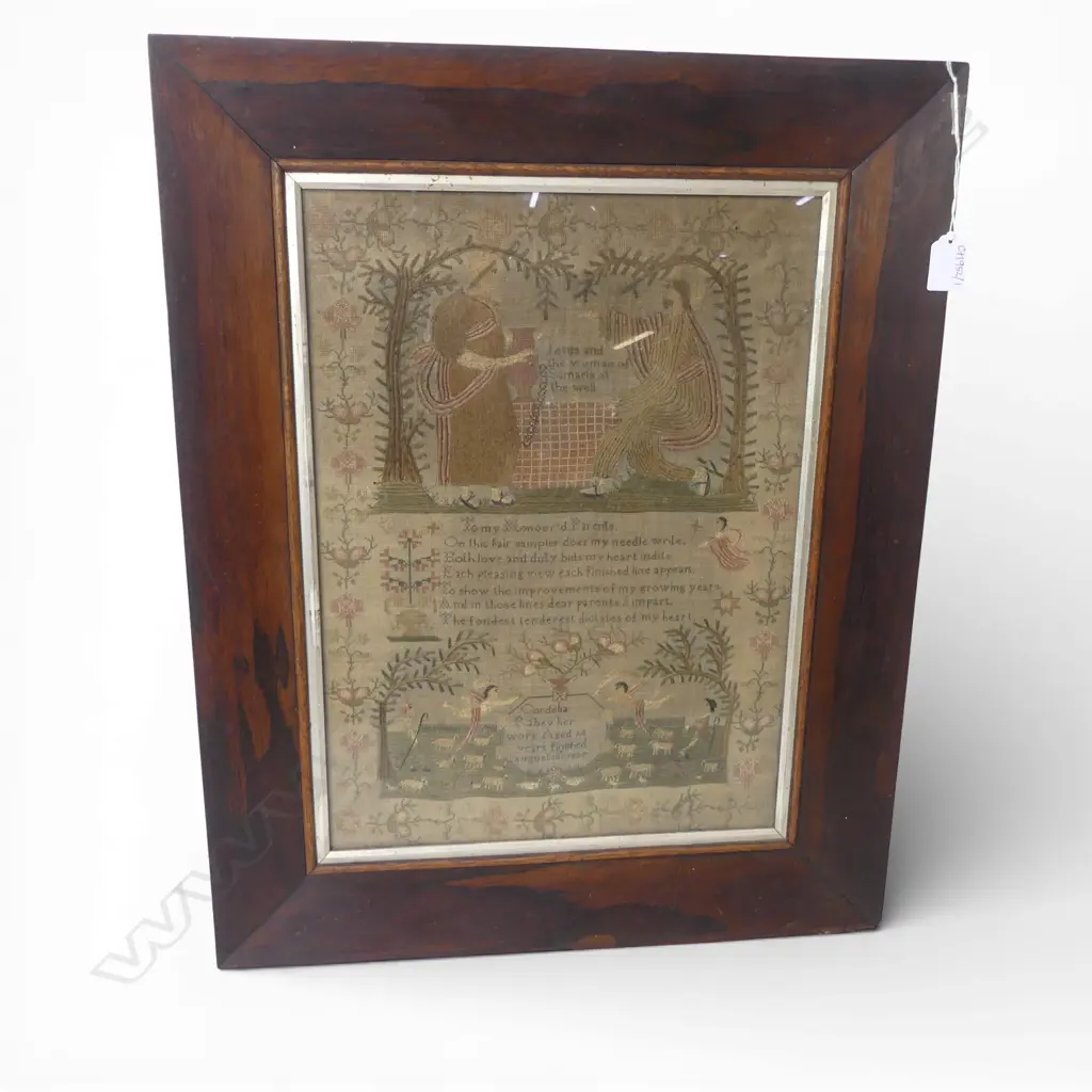 19thC SAMPLER, CORDELIA RABEY AGED 14 1837 450x325mm Image 1++