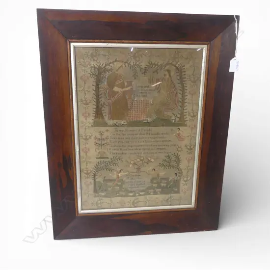 19thC SAMPLER, CORDELIA RABEY AGED 14 1837 450x325mm