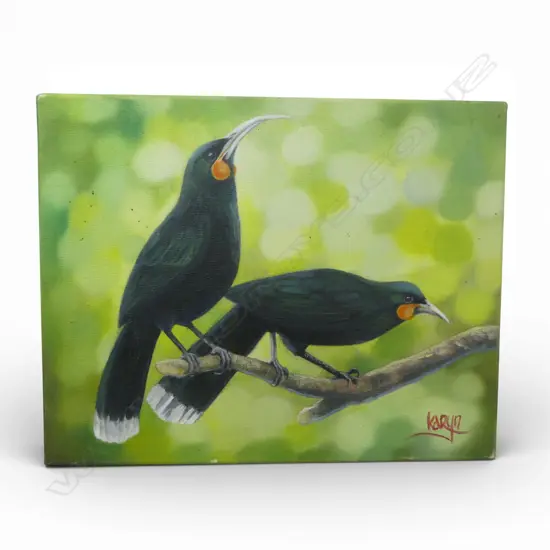 KARYN HITCHMAN, SECRET HUIA, OIL ON CANVAS, 205x255mm 