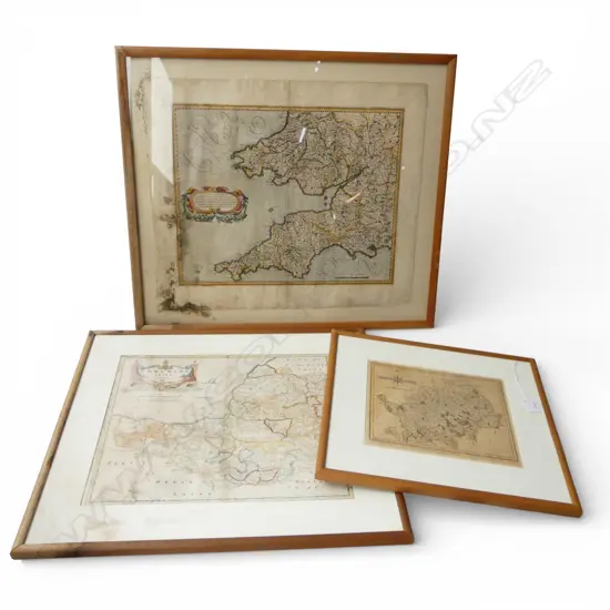 3 ANTIQUE MAPS OF ENGLAND; HERTFORDSHIRE 230x275mm, SOMERSETSHIRE AF, SOUTH WEST AF