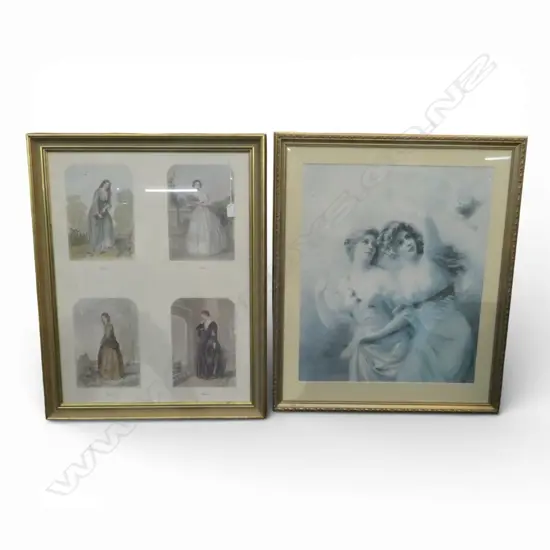 2 LG PRINTS; 19thC FASHION ILLUSTRATION, CLASSICAL PRINT 605x500mm 