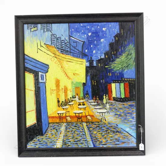 F. FURMAN, AFTER VAN GOGH 'CAFE TERRACE AT NIGHT', OIL ON BOARD 665x590mm